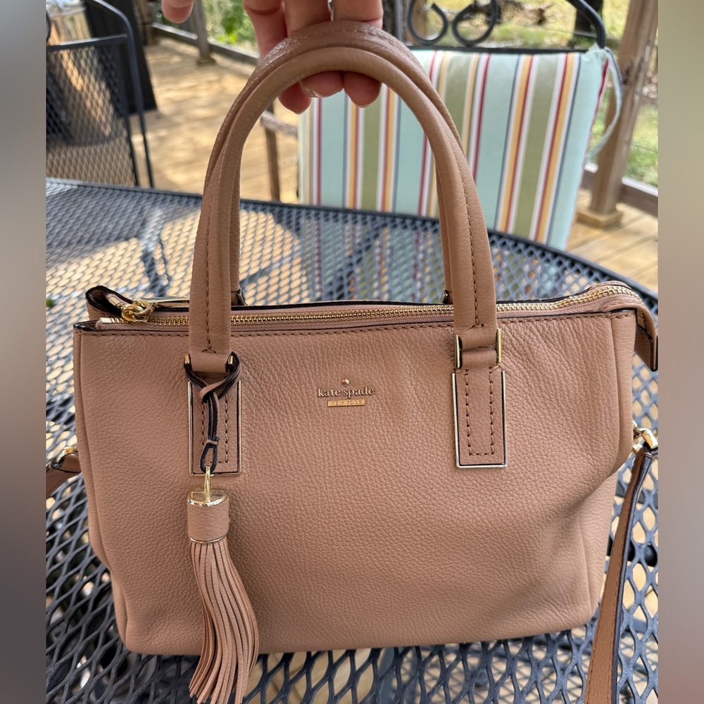 Kate Spade Cashew Butter Kingston Drive Small Alena Pebbled Leather Satchel